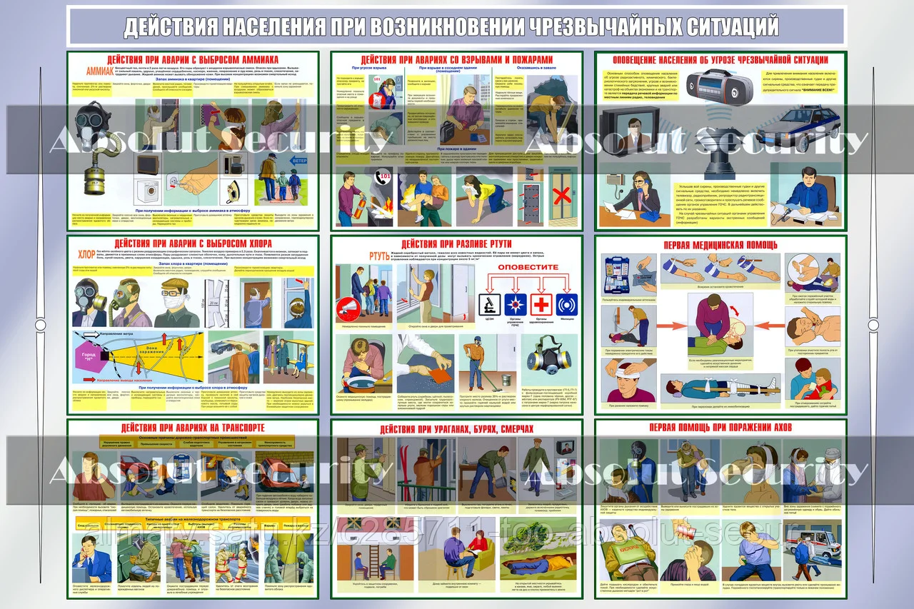 Стенд "Действия населения при возникновении чрезвычайных ситуаций"